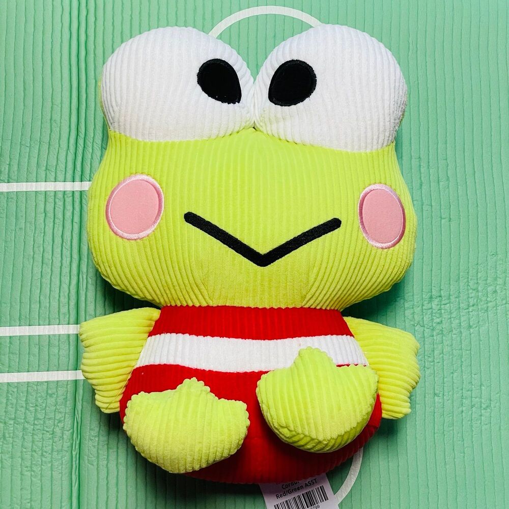 NWT Authentic 2025 Large Sanrio Green Corduroy Keroppi Red 13” Special Edition